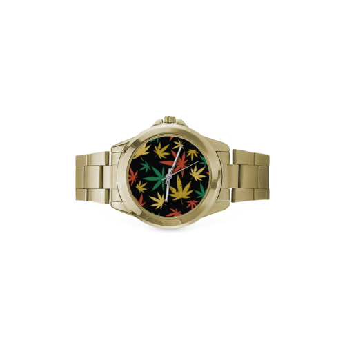 Cannabis Pattern Custom Gilt Watch(Model 101)