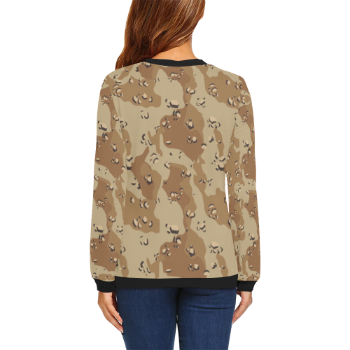 Vintage Desert Brown Camouflage All Over Print Crewneck Sweatshirt for Women (Model H18)