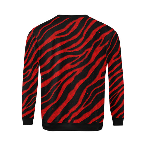 Ripped SpaceTime Stripes - Red All Over Print Crewneck Sweatshirt for Men (Model H18)