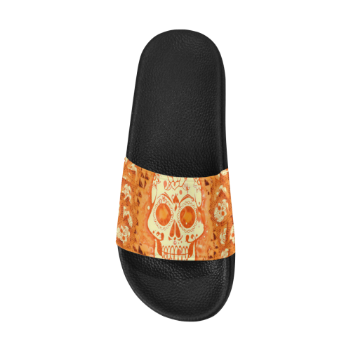 skull 317 orange by JamColors Men's Slide Sandals (Model 057)