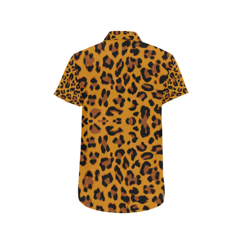 Orange Leopard Men's All Over Print Short Sleeve Shirt (Model T53)