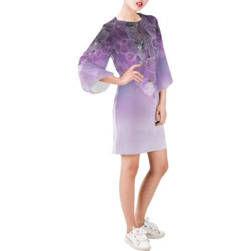 violet-orchids Bell Sleeve Dress (Model D52)