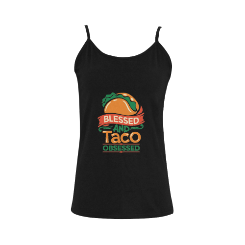 Blessed And Taco Obsessed Women's Spaghetti Top (USA Size) (Model T34)