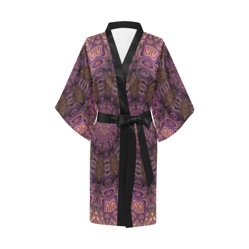 Pastel Satin Ribbons Fractal Mandala 4 Kimono Robe