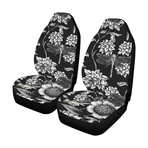 Black and White Nature Garden Car Seat Covers (Set of 2)
