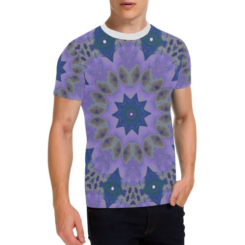 Purple Mandala Geometric Men's All Over Print T-Shirt with Chest Pocket (Model T56)