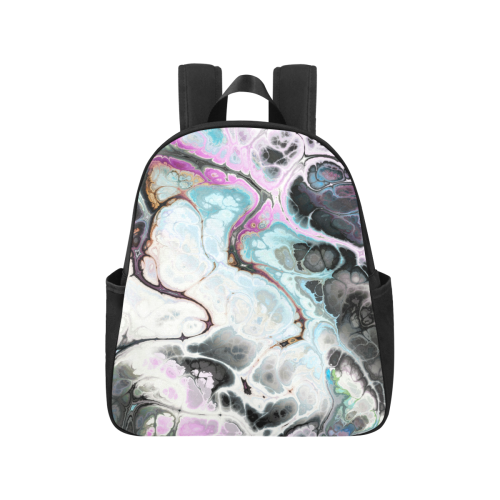 Colorful Marble Design Multi-Pocket Fabric Backpack (Model 1684)