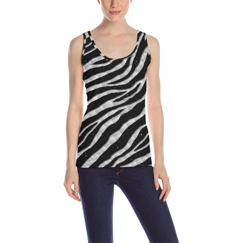 Ripped SpaceTime Stripes - White All Over Print Tank Top for Women (Model T43)
