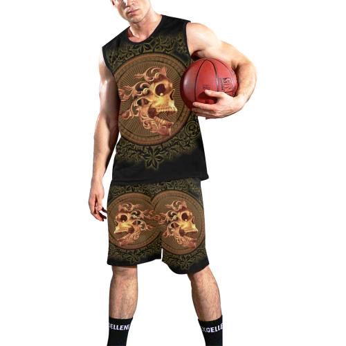 Amazing skull with floral elements All Over Print Basketball Uniform