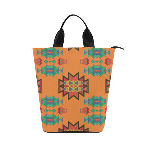 Misc shapes on an orange background Nylon Lunch Tote Bag (Model 1670)