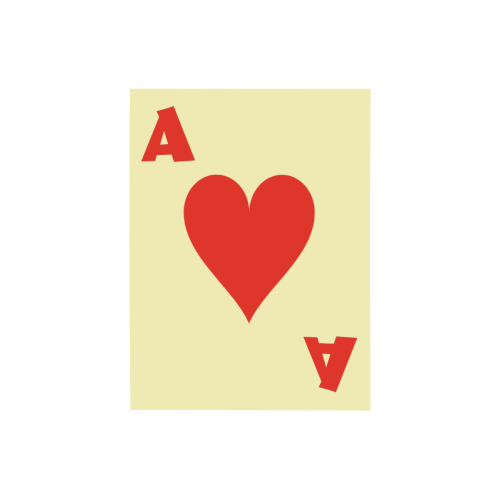 Playing Card Ace of Hearts on Yellow Photo Panel for Tabletop Display 6"x8"