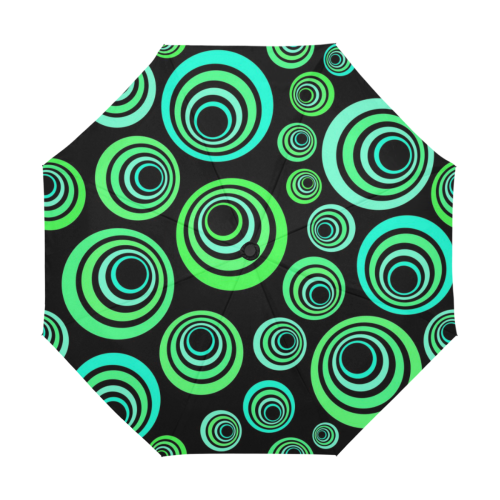 Crazy Fun Neon Blue & Green retro pattern Anti-UV Auto-Foldable Umbrella (U09)