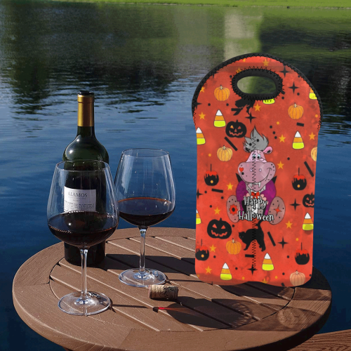 Halloween Hippo by Nico Bielow 2-Bottle Neoprene Wine Bag