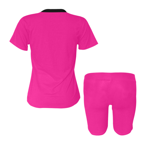 color deep pink Women's Short Yoga Set