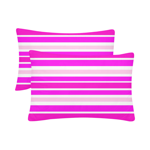 Summer Pinks Stripes Custom Pillow Case 20"x 30" (One Side) (Set of 2)