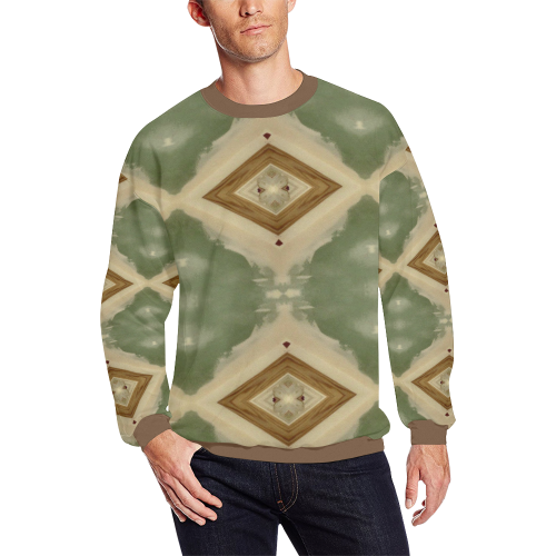 Geometric Camo Men's Oversized Fleece Crew Sweatshirt/Large Size(Model H18)