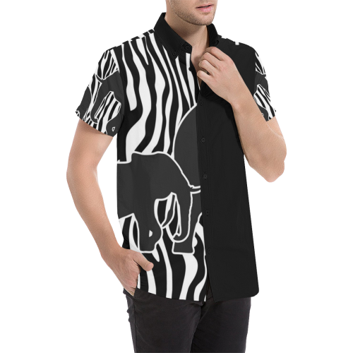 ELEPHANTS to ZEBRA stripes black & white Men's All Over Print Short Sleeve Shirt (Model T53)
