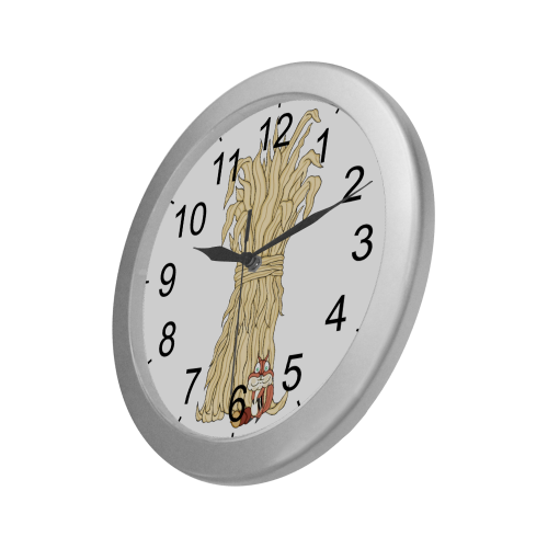 Autumn Chipmunk And Haystack Silver Color Wall Clock