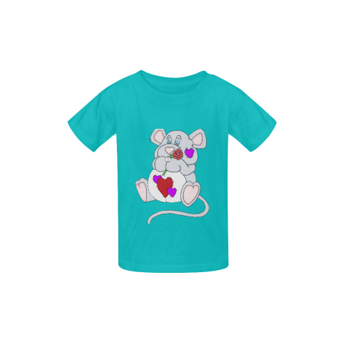 Valentine Mouse Sea Green Kid's  Classic T-shirt (Model T22)