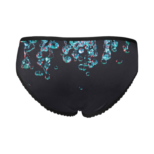 Blue Bubbles on Black Background Photo Women's All Over Print Girl Briefs (Model L14)