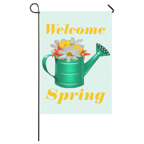 Floral Watering Can Garden Flag 28''x40'' （Without Flagpole）