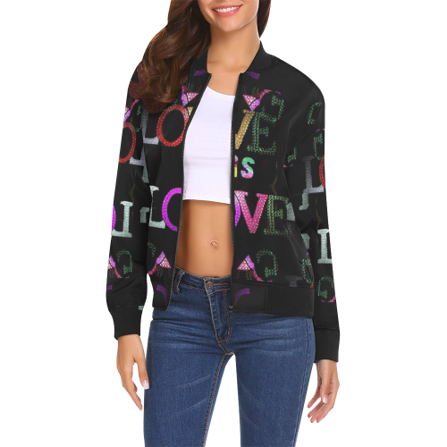 Love is Love by Nico Bielow All Over Print Bomber Jacket for Women (Model H19)