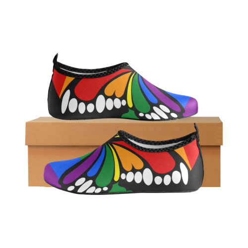 Dot Rainbow Flag Stripes Butterfly Silhouette Women's Slip-On Water Shoes (Model 056)