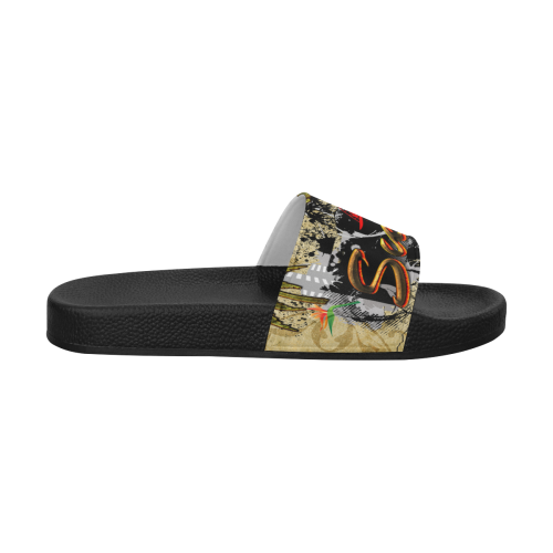 Surfing, surfdesign with surfboard and palm Women's Slide Sandals (Model 057)