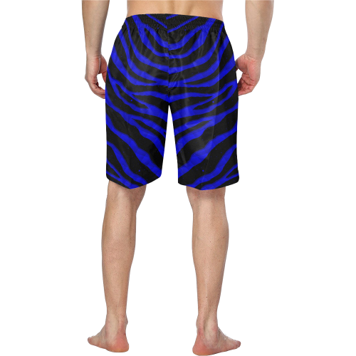 Ripped SpaceTime Stripes - Blue Men's Swim Trunk/Large Size (Model L21)