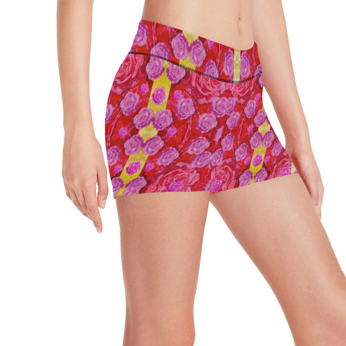Roses and butterflies on ribbons as a gift of love Women's All Over Print Short Leggings (Model L28)