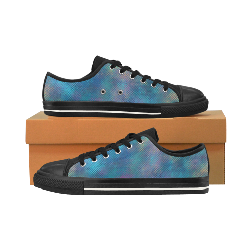 Shoes with blue Glitters Men's Classic Canvas Shoes/Large Size (Model 018)