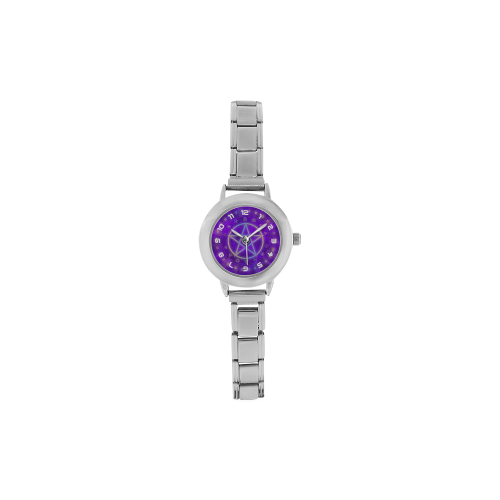 Purple Damask Rune Pentacle Clock Women's Italian Charm Watch(Model 107)