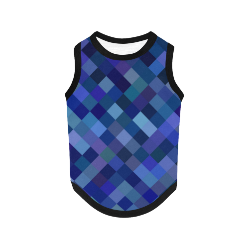 Autumn Colored Squares Blue All Over Print Pet Tank Top