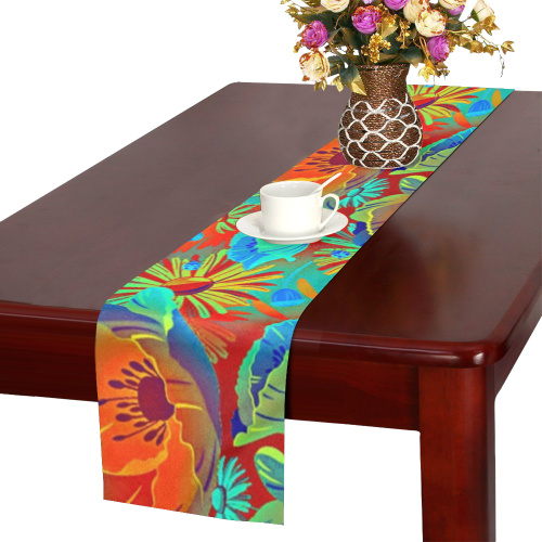 bright tropical floral Table Runner 14x72 inch