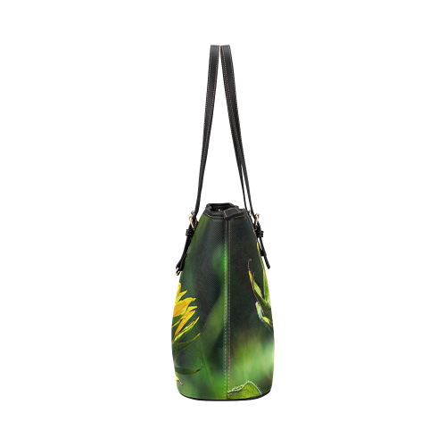 Sunflower New Beginnings Leather Tote Bag/Small (Model 1651)