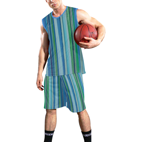 painted stripe All Over Print Basketball Uniform