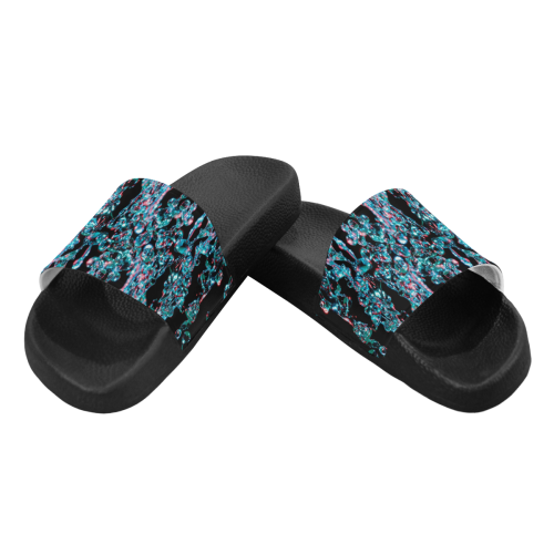 Blue Bubbles Dark Water Photo Women's Slide Sandals (Model 057)