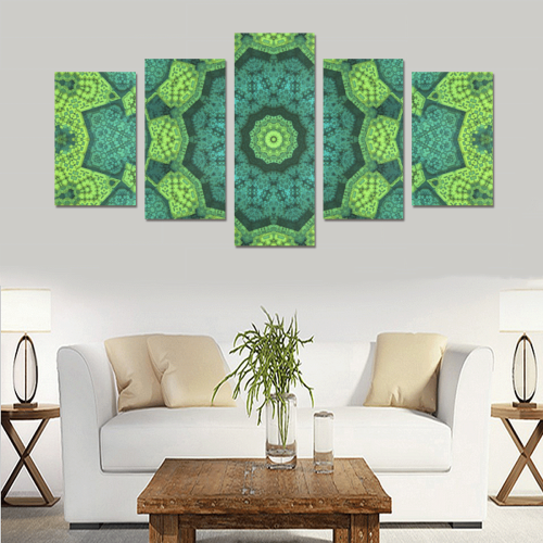 Green Theme Mandala Canvas Print Sets C (No Frame)