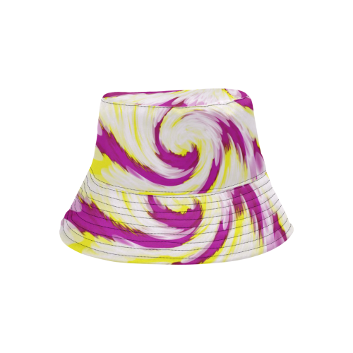 Pink Yellow Tie Dye Swirl Abstract All Over Print Bucket Hat