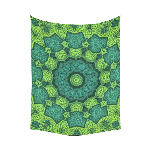 Green Theme Mandala Cotton Linen Wall Tapestry 80"x 60"