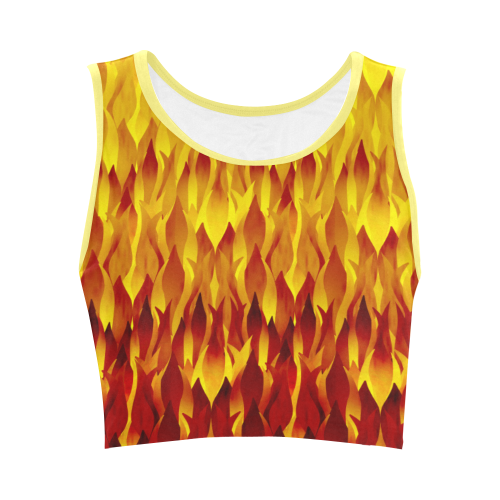 Hot Fire and Flames Illustration Women's Crop Top (Model T42)