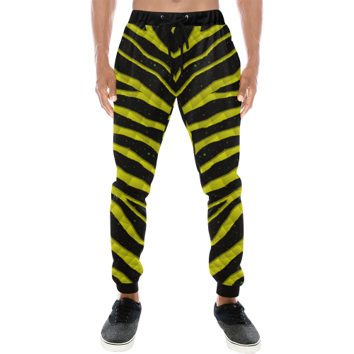 Ripped SpaceTime Stripes - Yellow Men's All Over Print Sweatpants/Large Size (Model L11)