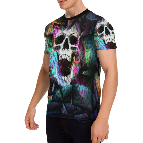 Scream Skull by Nico Bielow Men's All Over Print T-Shirt with Chest Pocket (Model T56)