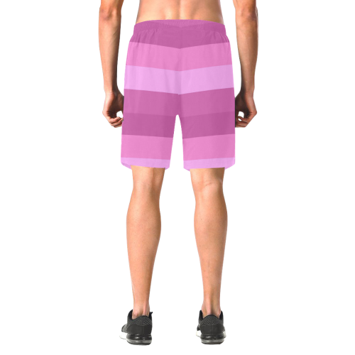 Shades Of Pink Stripes Men's All Over Print Elastic Beach Shorts (Model L20)