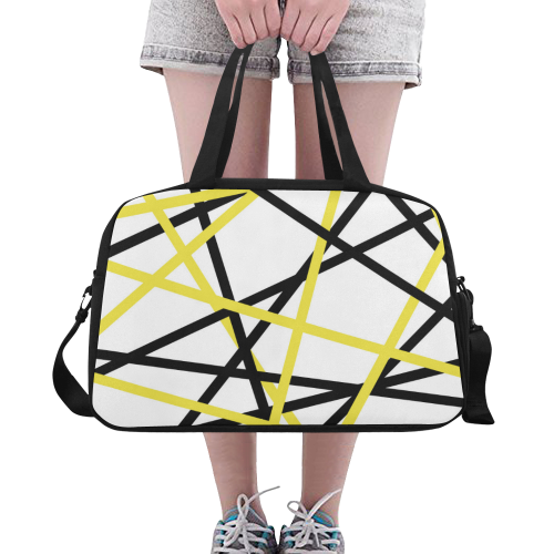 Black and yellow stripes Fitness Handbag (Model 1671)