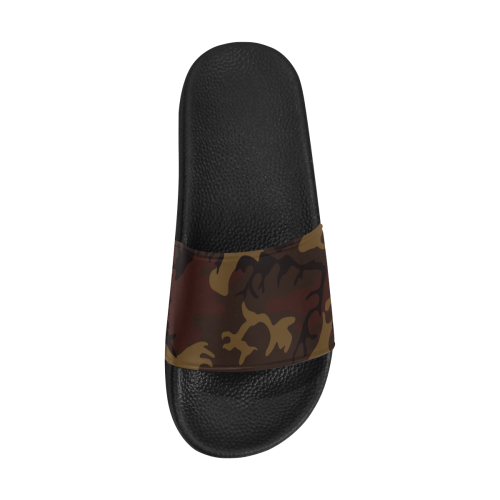 Camo Dark Brown Men's Slide Sandals (Model 057)