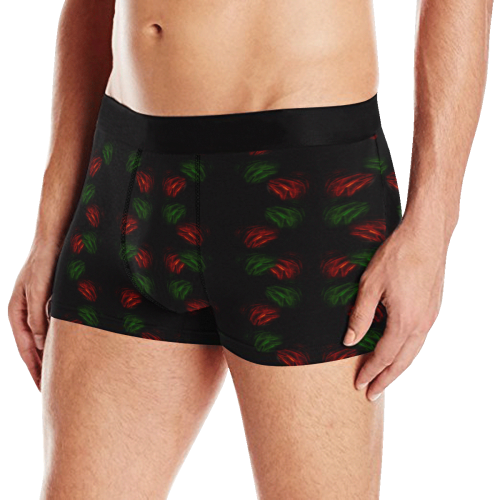 Red And Green Christmas Decor on Black Men's Boxer Briefs with Merged Design (Model  L10)