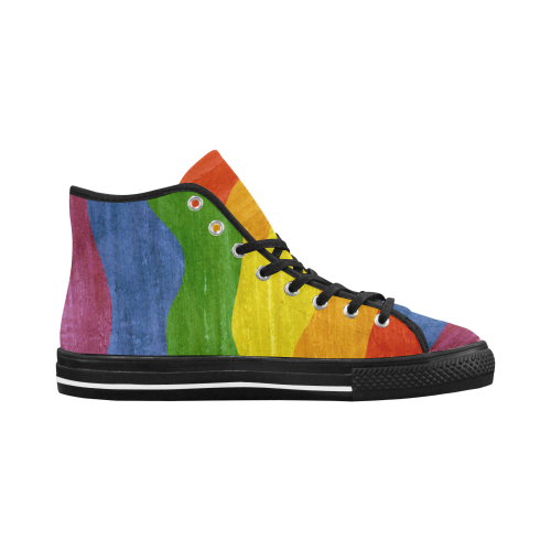 Gay Pride - Rainbow Flag Waves Stripes 3 Vancouver H Men's Canvas Shoes (1013-1)