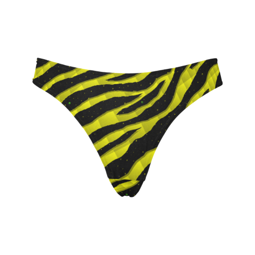 Ripped SpaceTime Stripes - Yellow Women's All Over Print Thongs (Model L30)