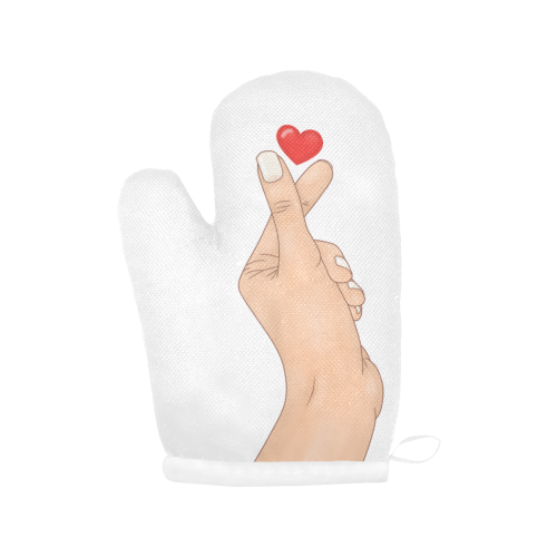Hand With Finger Heart Oven Mitt (Two Pieces)